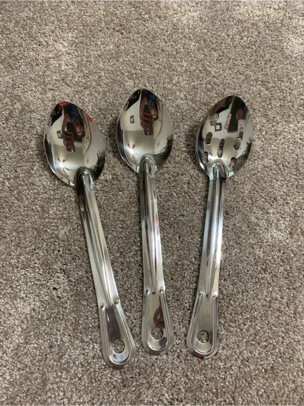 2 Polar Ware NSF 18/8 T1211 Stainless Steel Spoons, 1 T51030 Slotted Spoon, 11”